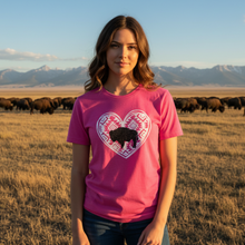 Aztec Glitter Buffalo~ Charity Pink Bella Tee - My Wyo Designs