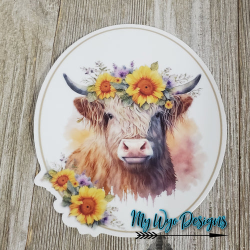 Happy Highlander Sunflower Decal Sticker - My Wyo Designs