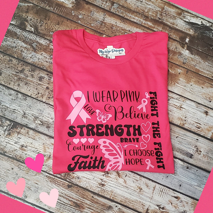 Buckin' for a Cure~Words Pink Ribbon~ Tee {pre-order} - My Wyo Designs