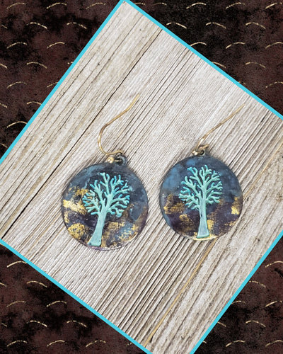 Tree of Life ~Patina~ Round Drop Earrings - My Wyo Designs