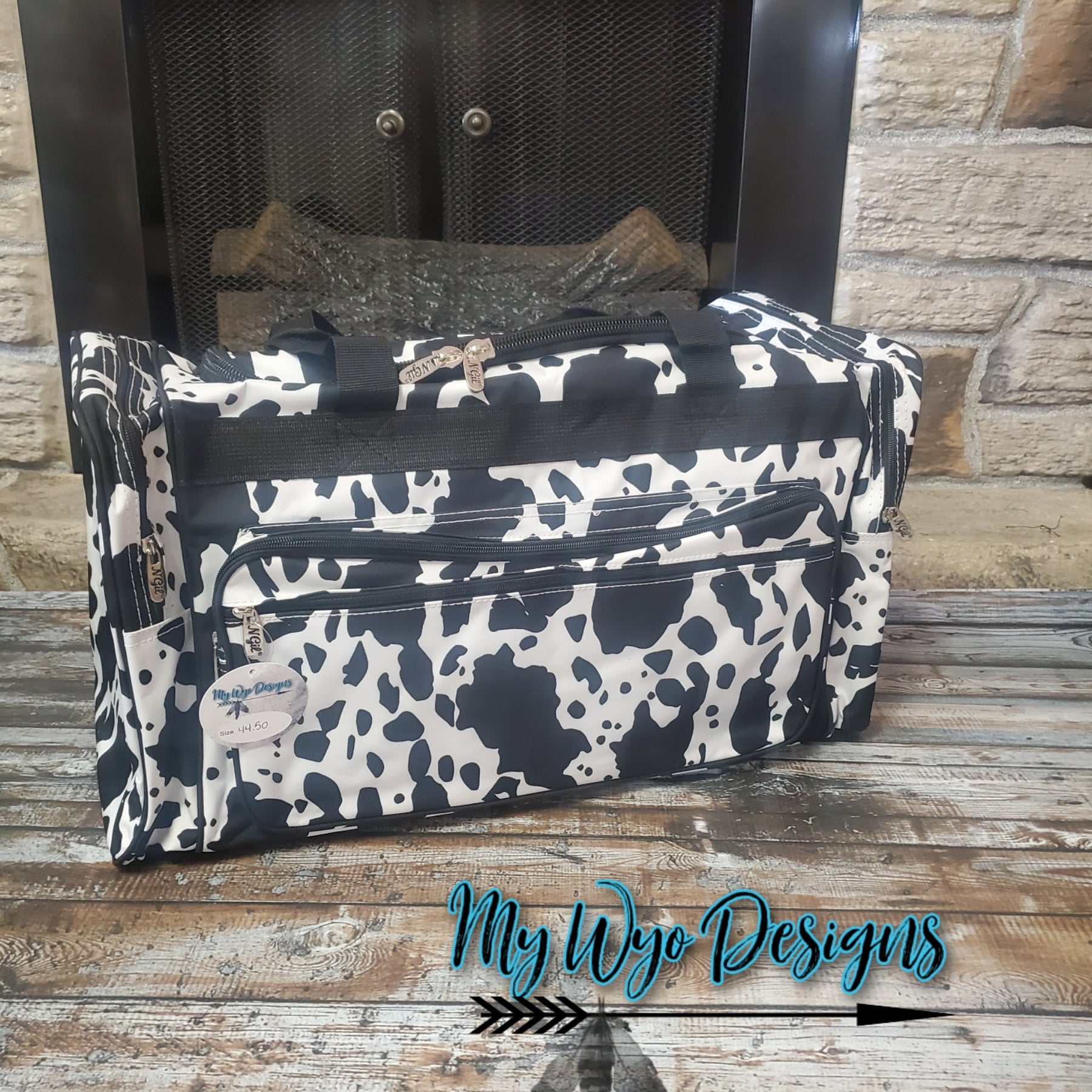 Black Cow Print Diaper Bag