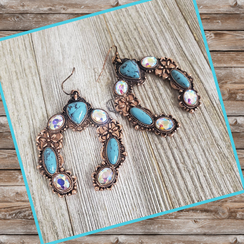 Copper, Ab & Turquoise Naja Earrings - My Wyo Designs