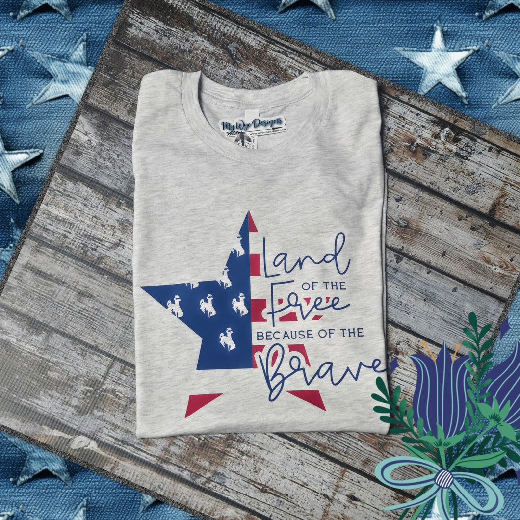 FREE & Brave ~ Bucking Horse Ash white Tee (pre-order) - My Wyo Designs