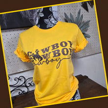 Those Cowboys!~ Steamboat ~ Wyo Gold Bella Tee