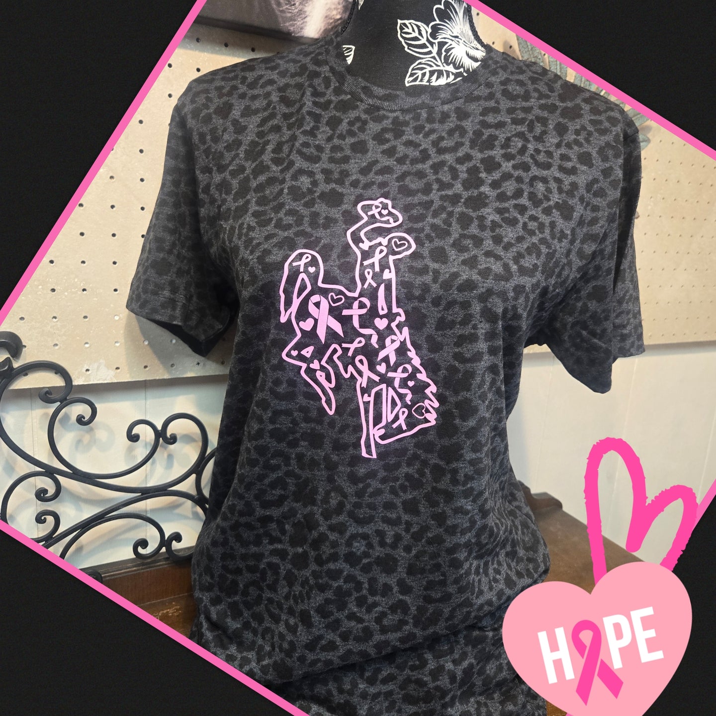 Buckin for a Cure~ Cheetah Unisex Cut Tee - My Wyo Designs