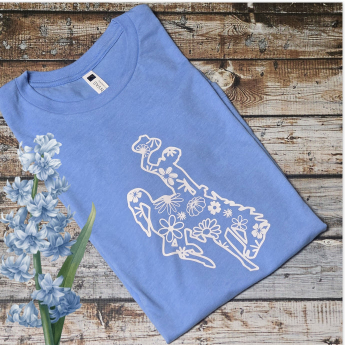 Floral Bucking Horse ~Carolina Blue