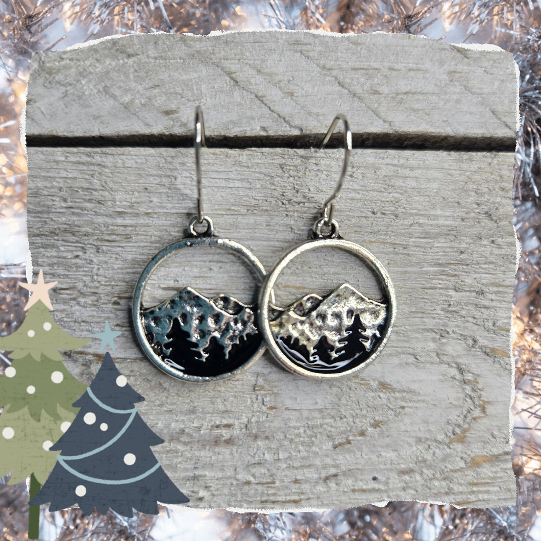 Silver Round Tree earrings