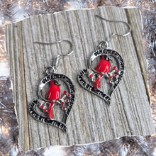 Cardinals heart earrings