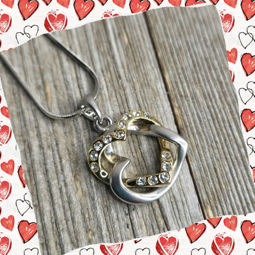 Interlocking Silver & Gold Heart necklace