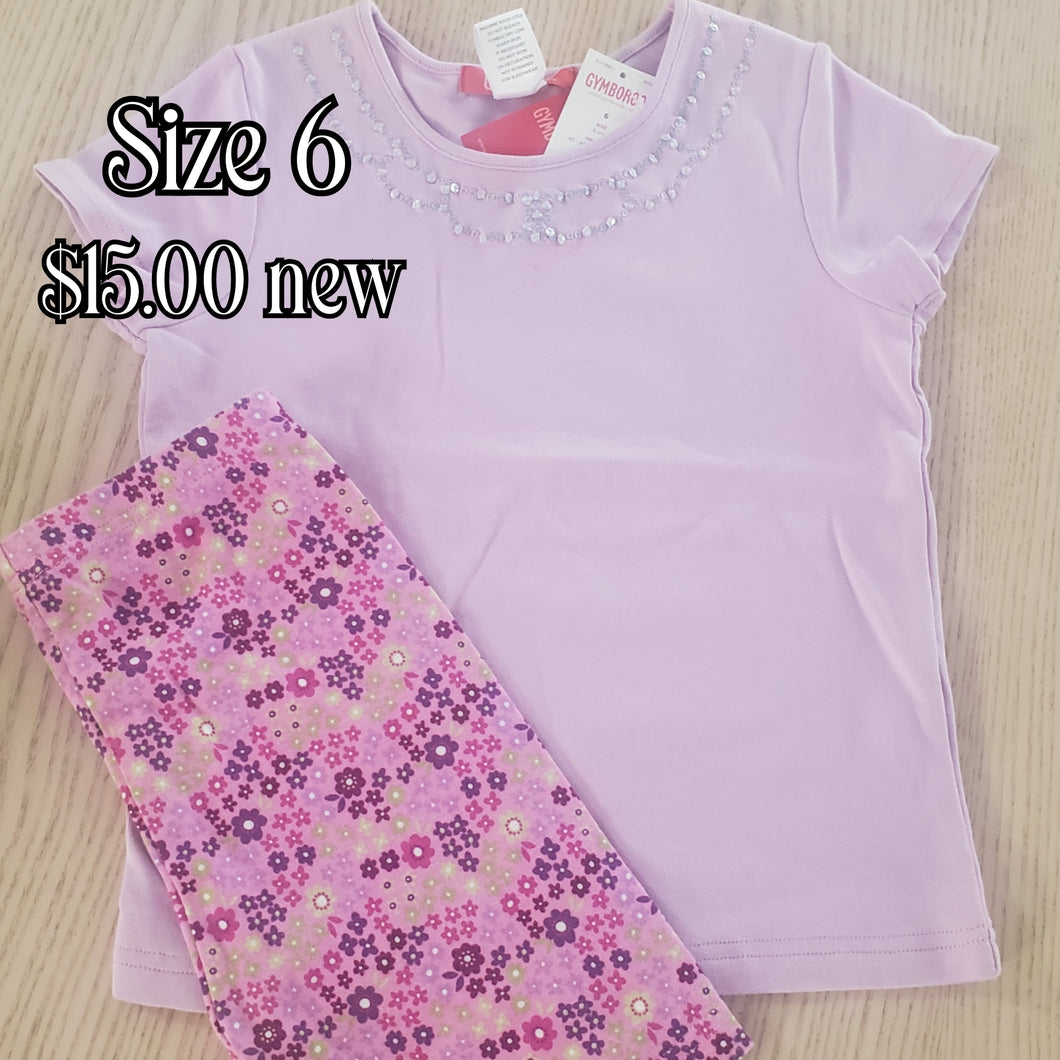Gymobree Lavender Floral Bikers & Sequin Tee Size 6 - My Wyo Designs