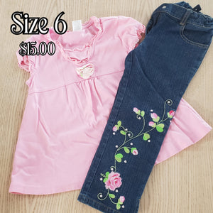 Gymboree Rose Embroidered Jeans & Swing Top Size 6 - My Wyo Designs
