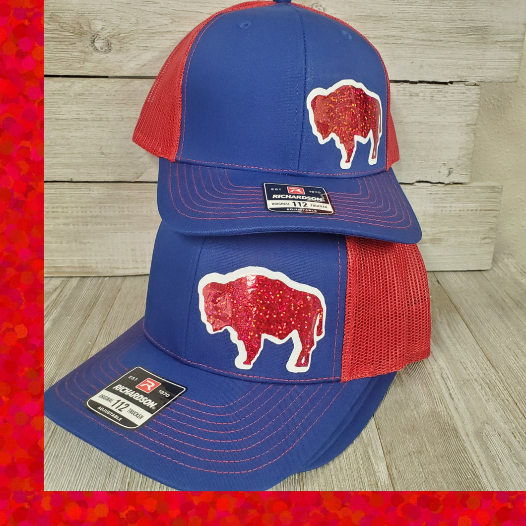 Red, WYO & Blue Buffalo Trucker cap - My Wyo Designs