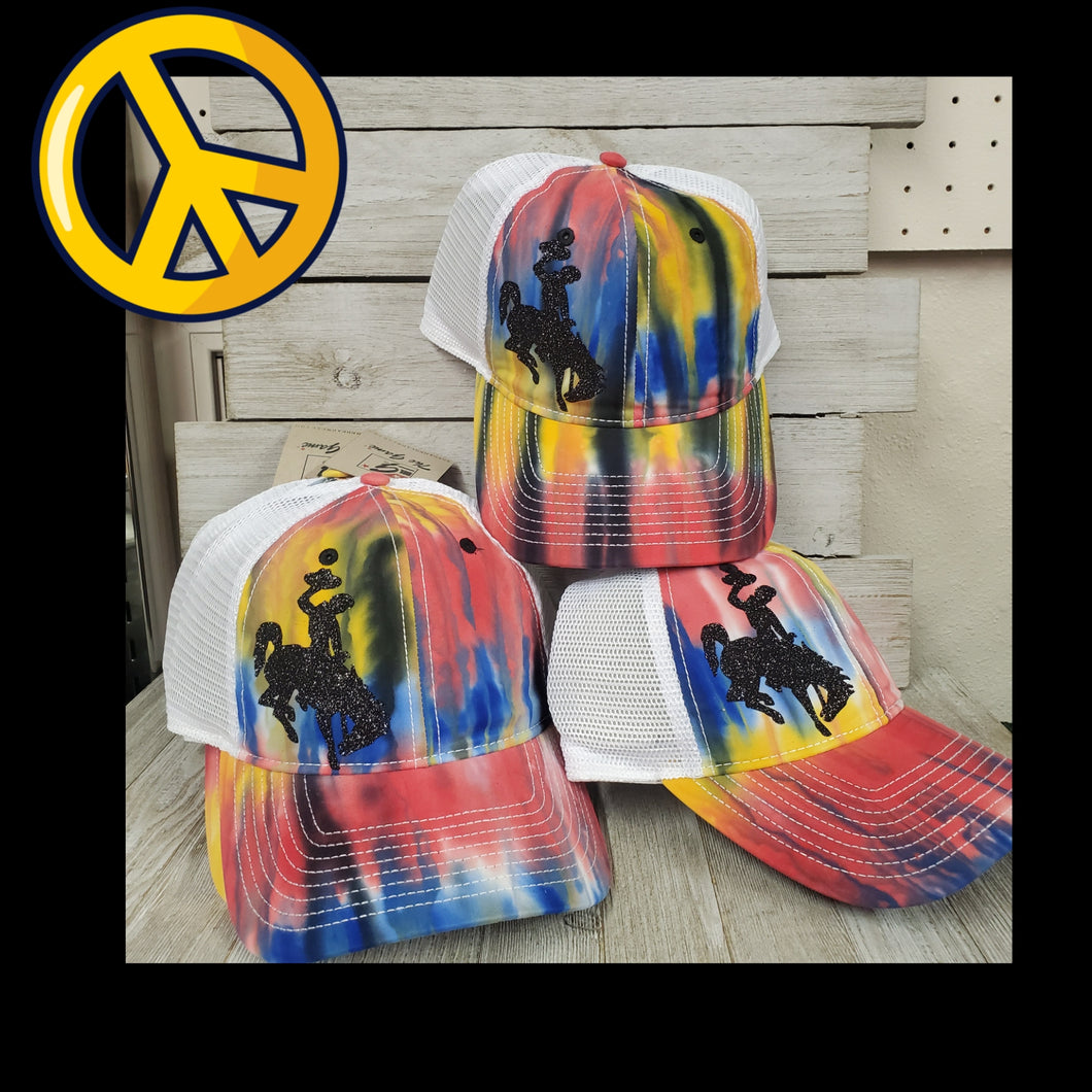 Hippie Tie-Dye Bucking Horse & Rider®️ Ball Cap - My Wyo Designs