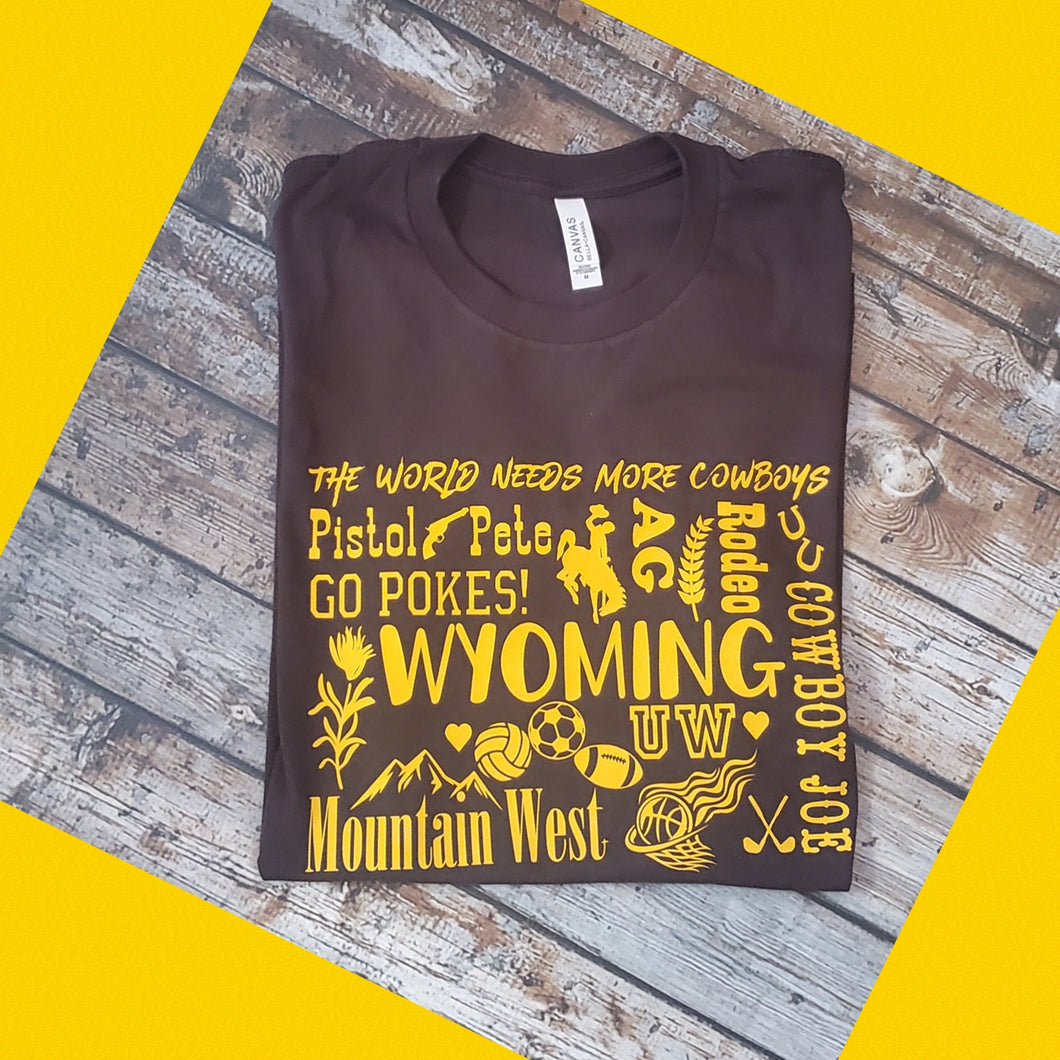 Mountain West ~Wyoming ~ Brown Tee {pre-order} - My Wyo Designs