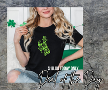 Load image into Gallery viewer, Scattered Shamrocks ~ Black Bella Tee