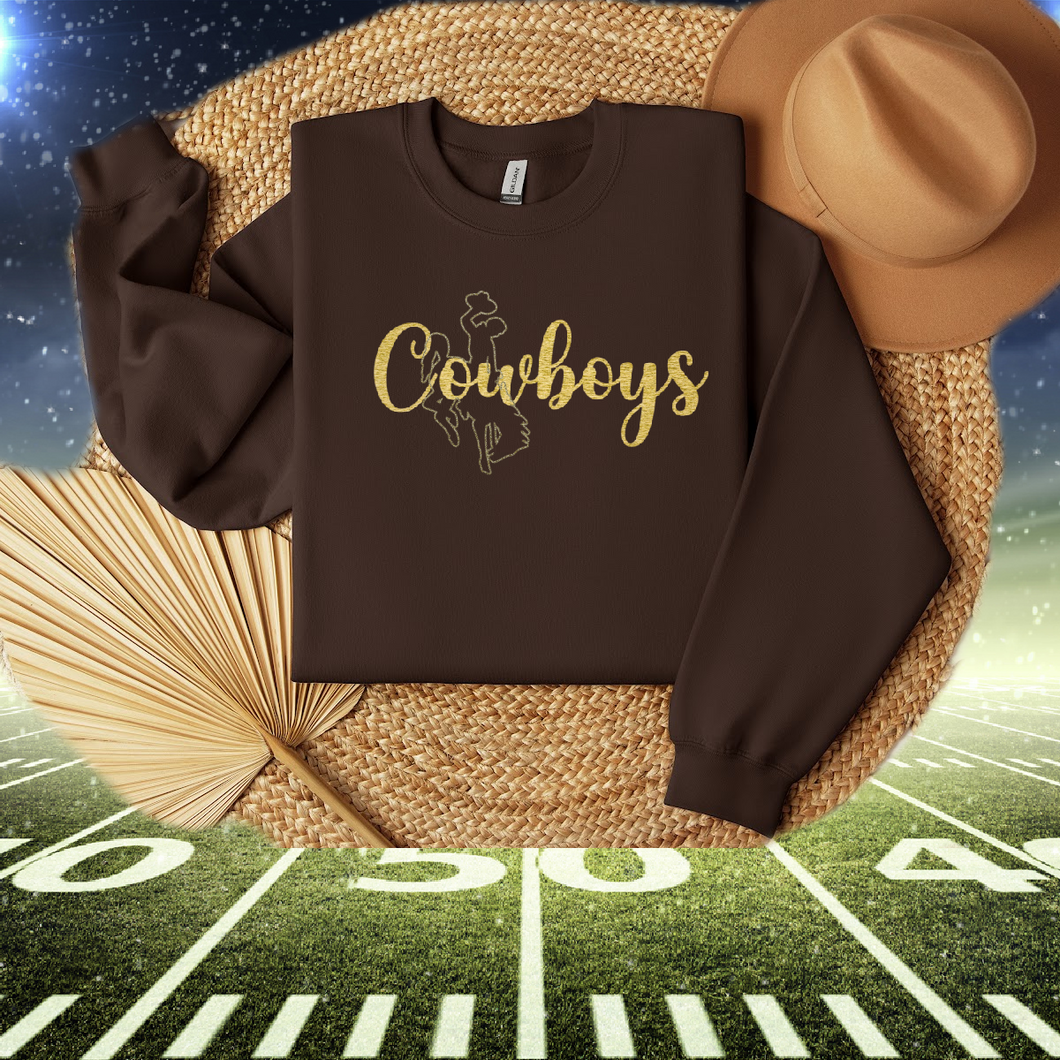 Cowboys ~ Gildan Gold Metallic Puff Sweatshirt ~ Brown (pre-order)
