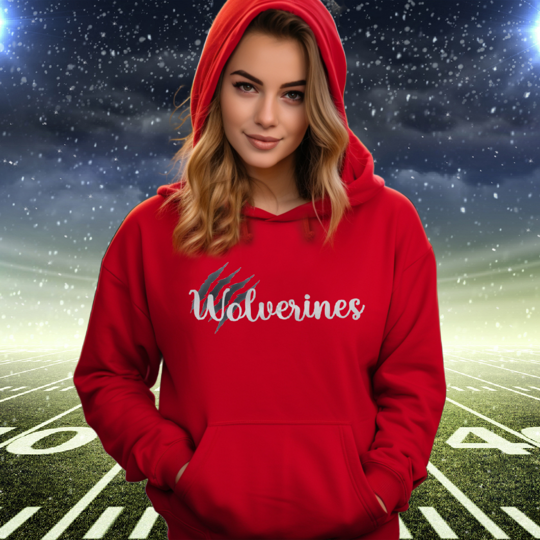 Puttin on the Glitz! Metallic Puff School Spirit Bella Hoodie (any mascot)