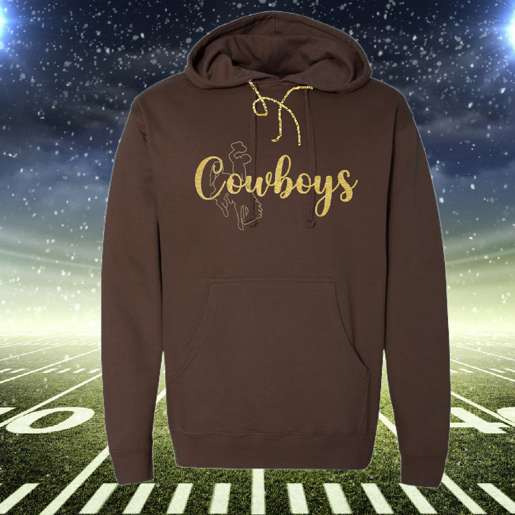 Cowboys ~ Gold Metallic Puff Hoodie~ Brown (pre-order)