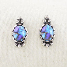Cotton Candy Blue Oval Bead Ball trim Earrings