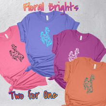 Load image into Gallery viewer, Floral Brights ~Bucking Horse Bella Tee ~ Steamboat~ - My Wyo Designs