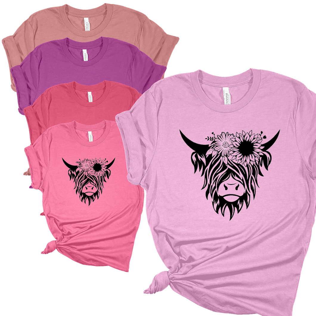 Flora Highlander ~ Heather Bella Tee ~Pinks - My Wyo Designs