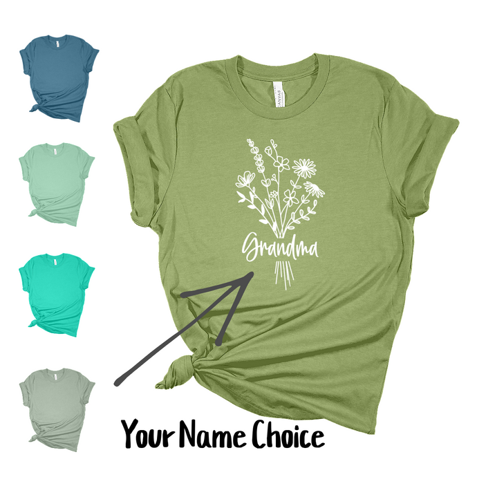 Wildflower ~Name, your choice~ Heather Bella Tee ~ Greens - My Wyo Designs