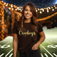 Cowboys ~ Gold Metallic Puff Bella Tee ~ Brown (pre-order)