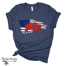 Buckin' Under Old Glory ~ Bella Heather Navy Tee