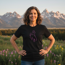 Steamboat Outline Bucking Horse~ Black Bella Tee - My Wyo Designs