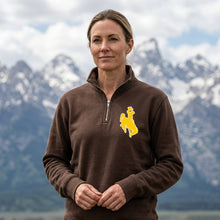 Load image into Gallery viewer, Big Steamboat~ 3/4 Zip Brown Sweatshirt - My Wyo Designs