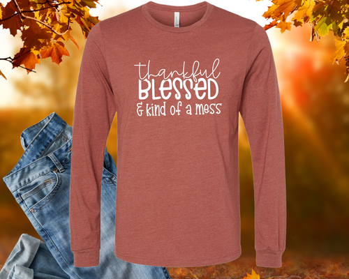 Kinda A Mess~ Bella Long Sleeve Tee (pre-order) - My Wyo Designs