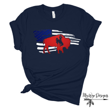 Buckin' Under Old Glory ~ Bella Navy Tee