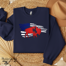 Buckin' Under Old Glory ~ Navy Gildan Sweatshirt