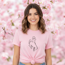 Steamboat Outline Bucking Horse~ Heather Pink Bella Tee - My Wyo Designs
