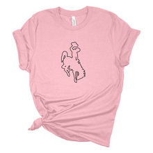 Steamboat Outline Bucking Horse~ Heather Pink Bella Tee - My Wyo Designs
