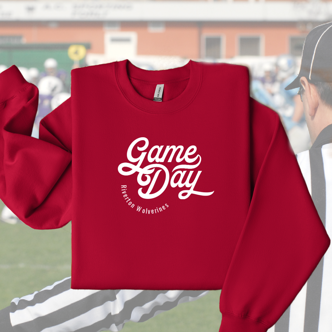 Game Day! Riverton Wolverines ~ Gildan Cardinal Red Sweatshirt (pre-order) - My Wyo Designs