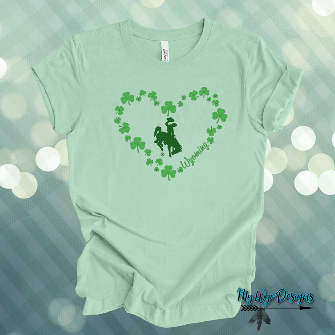 Lucky & Love WYOMING Bucking Horse Tee ~Mint (pre-order) - My Wyo Designs