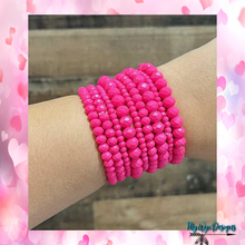 Multi-strand Cut Glass Bead Bracelets ~Hot Pink - My Wyo Designs