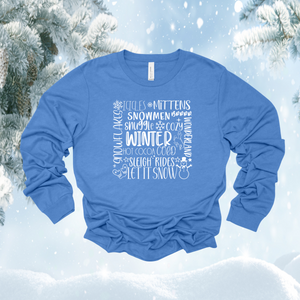 Winter Words Christmas Heather Colombia Blue Tee {pre-order} - My Wyo Designs
