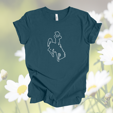 Steamboat Outline Bucking Horse~ Teal Bella Tee - My Wyo Designs