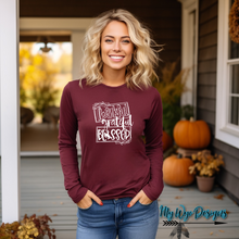 Thankful & Blessed~ Maroon Bella Long Sleeve Tee (pre-order) - My Wyo Designs