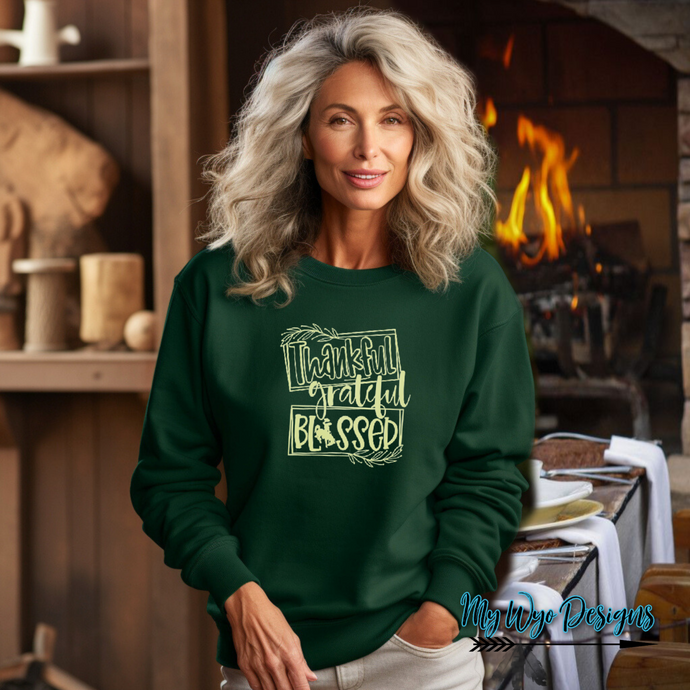 Thankful & Blessed ~ Gildan Sweatshirt (pre-order) - My Wyo Designs