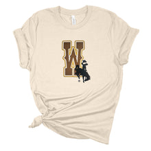 "W" Wyoming~  Heather Oatmeal Bella Tee - My Wyo Designs