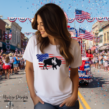 Buckin' Under Old Glory ~ Bella White Tee