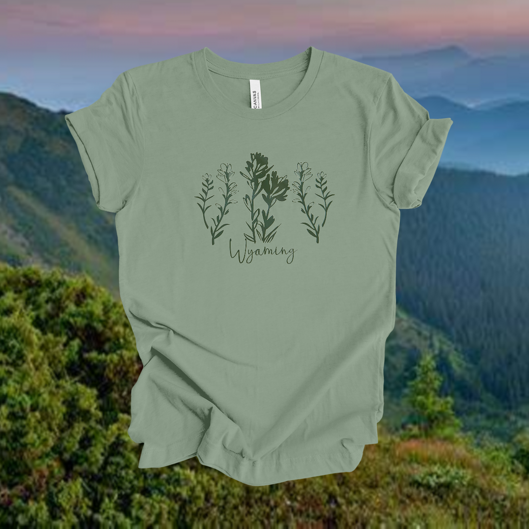 Wyoming Indian Paintbrush~ Bella Tee ~ Sage