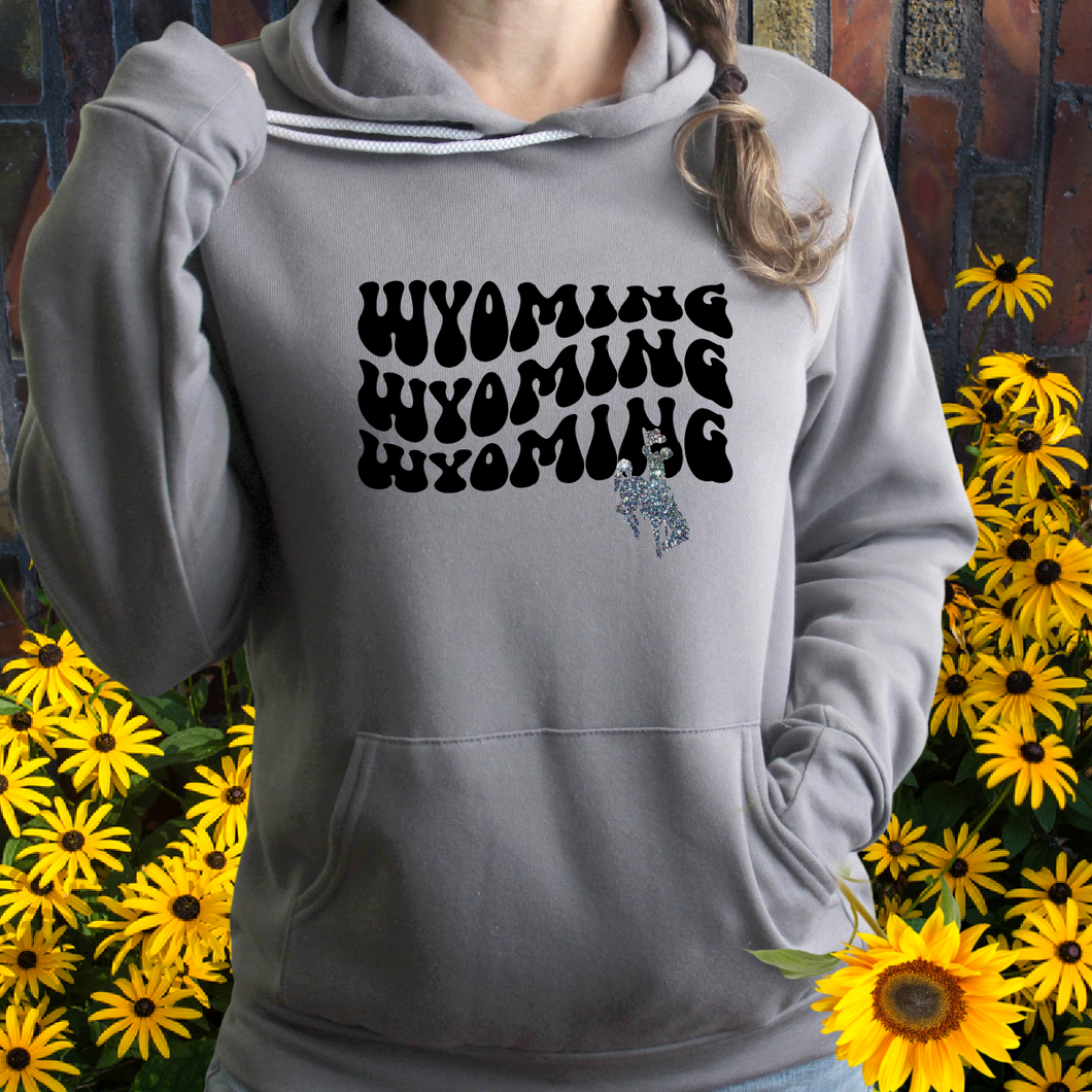 Wavy Wyoming Bucking Horse ~grey Hoodie {pre-order} - My Wyo Designs