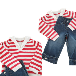 Gymboree Vintage Nautical Red Stripe Sweater & Denim Capris Size 6