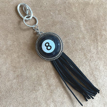 Eight Ball Leather Fringe Keychain/handbag tassel