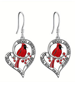 Cardinals heart earrings