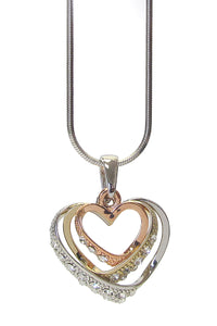 Tri-tone Hearts Necklace